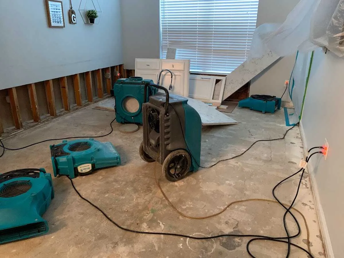 Dehumidifier in flood-cut room for Water Extraction & Removal in Lawrenceville
